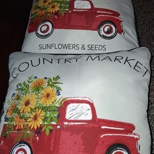 Rustic Red Truck Decorative Pillow by